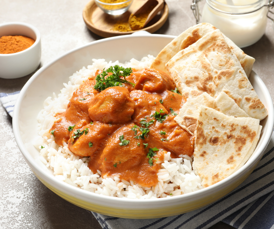 featured image showing the finished butter chicken recipes ready to eat.