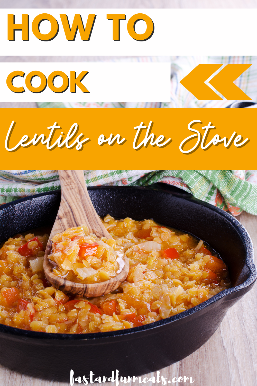Pin showing the title How to Cook Lentils on the Stove