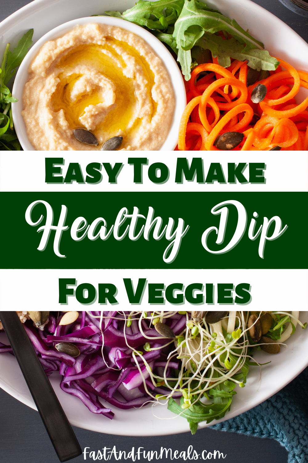 Pin showing the title Easy To Make Healthy Dip for Veggies