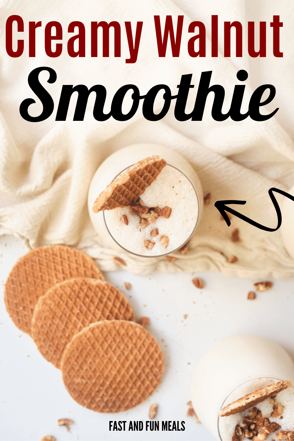 creamy walnut smoothie with crushed walnuts on top
