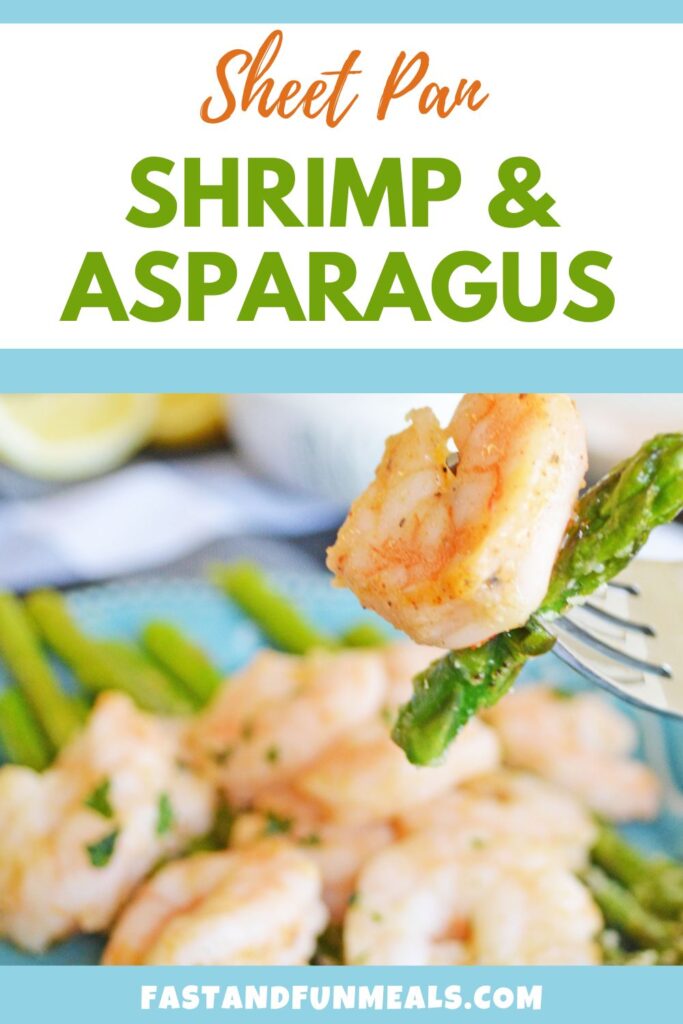 Pinterest image for sheet pan shrimp and asparagus