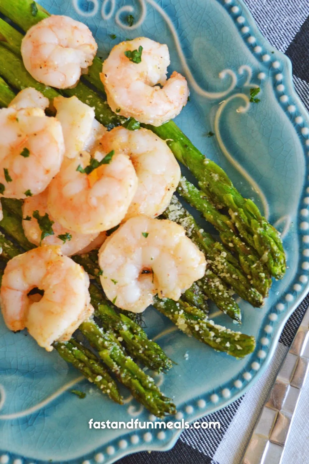 completed sheet pan shrimp and asparagus