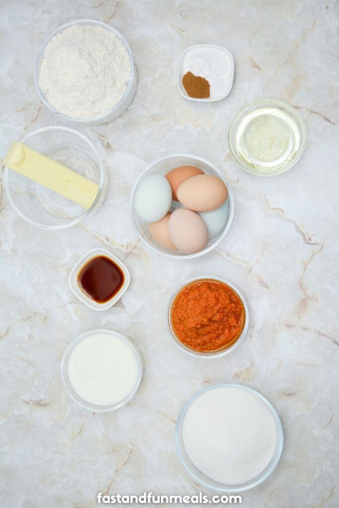 ingredients needed for pumpkin cupcakes with cream cheese frosting