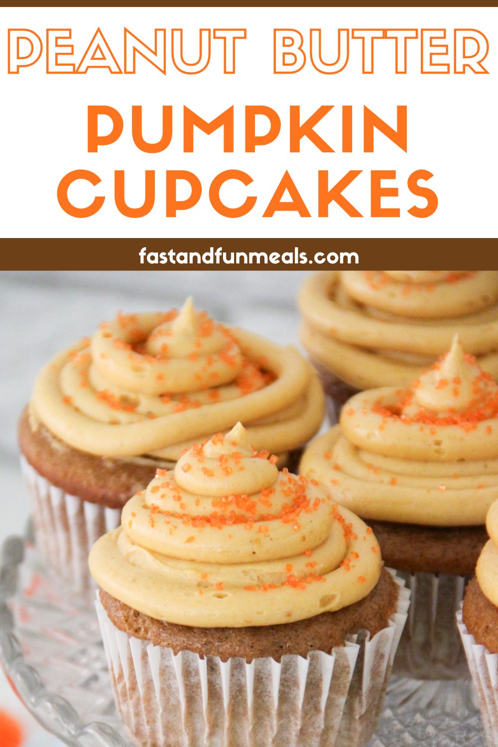 Pinterest image for peanut butter pumpkin cupcakes