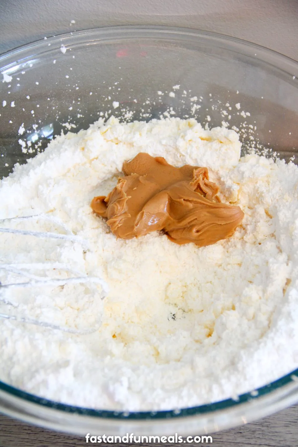 dry ingredients with peanut butter